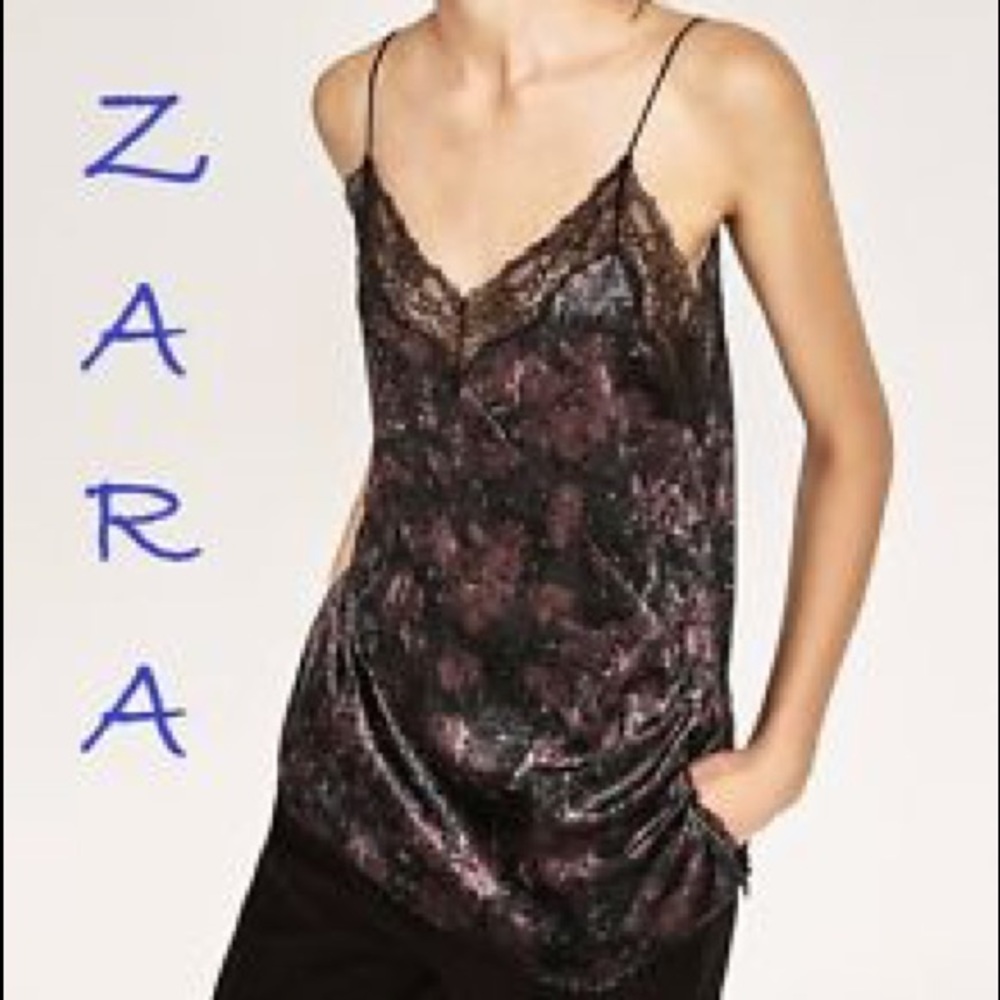 ⭕️3 for $15 | Zara floral velvet tank small